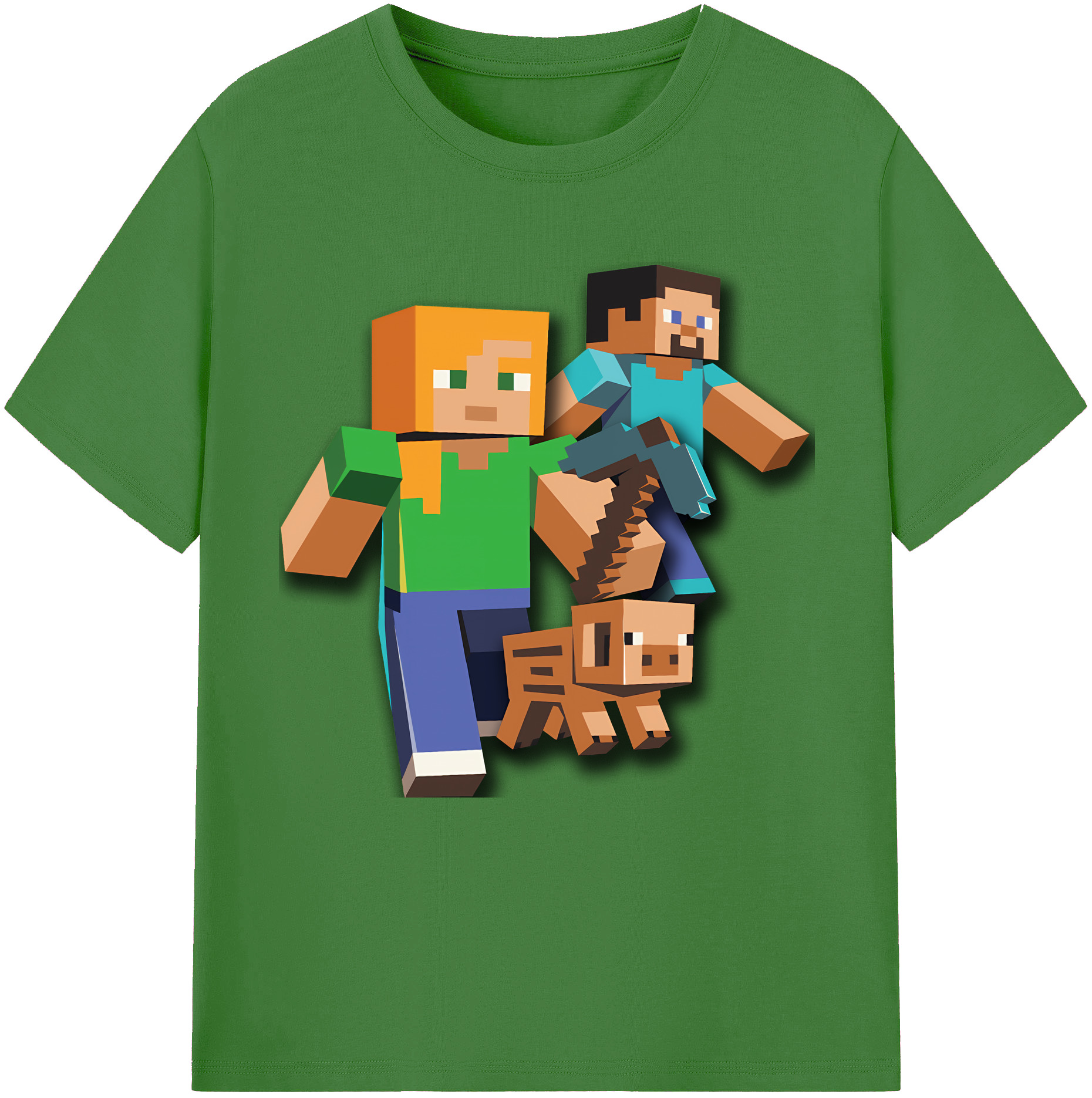 （画像用） マインクラフト ブロックの世界 Minecraft MC Block world レディースカジュアルプリントTシャツ（綿100％）